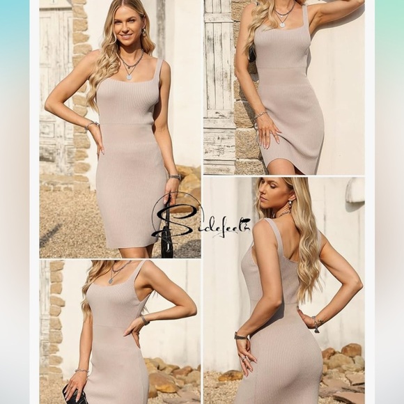 Casual Square Neck Ribbed Knit Sleeveless Sundress Sexy Bodycon Mini Dre…
8034 - Picture 2 of 5